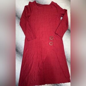 NWOT Unbranded Long Burgundy Wine Red Side Cut Out Tunic Top Over Dress XL 16 18